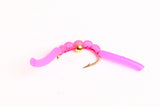 Squirmy Worm Fly, 6-Pack pink