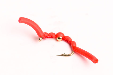 Squirmy Worm Fly, 6-Pack red