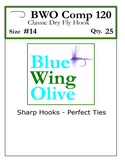 BWO COMP 120 Barbless Dry Fly Hook label