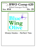 BWO Comp 620 Klink Emerger Barbless Hook labels