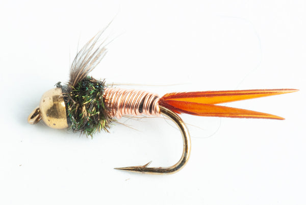Blue Wing Olive Bead Head Copper John Nymph Fly - 6 Pack