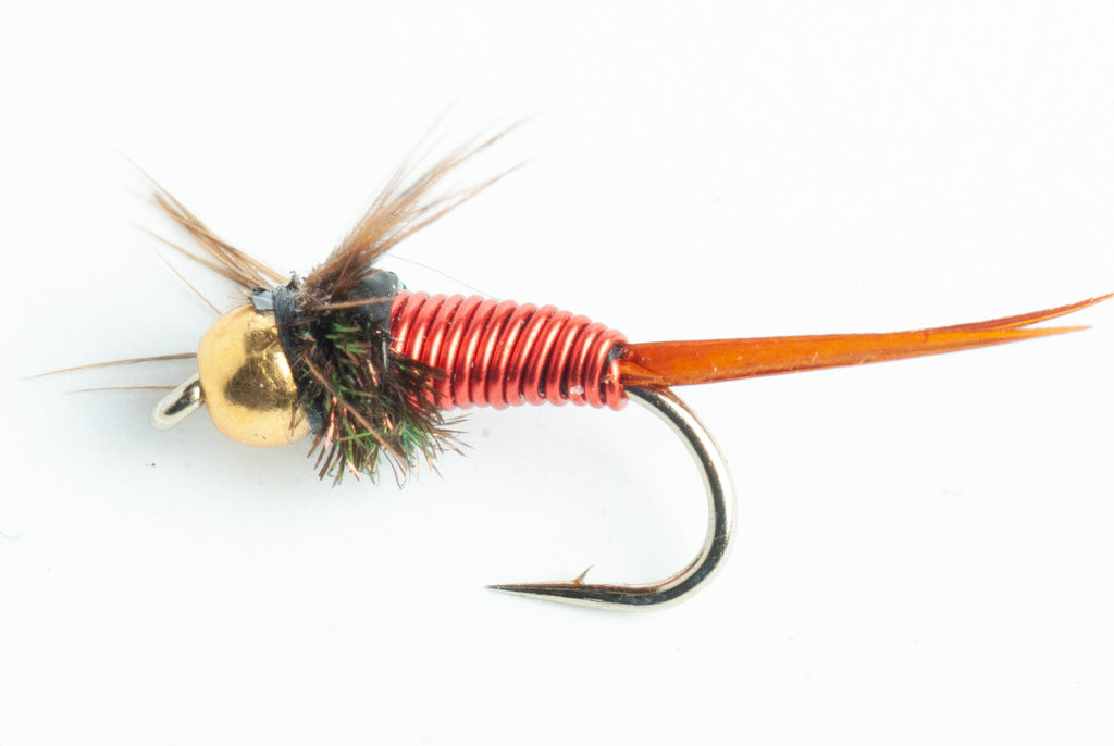 Bead Head Copper John Nymph Fly, 6-Pack - Copper and Red – Blue Wing Olive