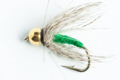 bead head soft-hackle wet fly green