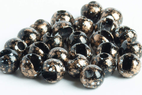 Slotted Mottled Tungsten Beads for Fly Tying  black