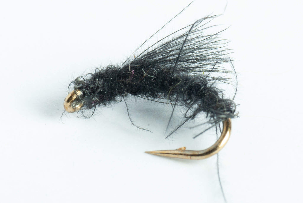 The Fly Fishing Place Black Goddard Caddis Dry Fly - Set Of 6 Size 14 Trout Flies
