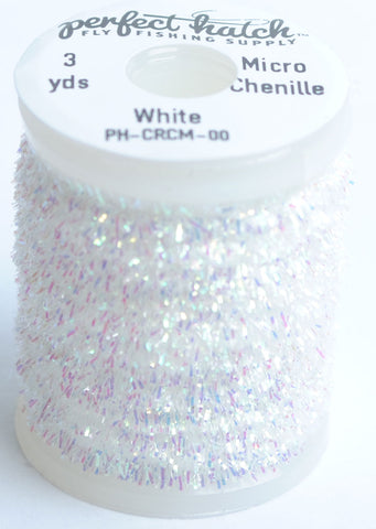 Perfect Hatch Micro Crystal Chenille white fly tying fishing