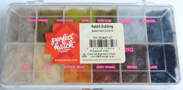 Perfect Hatch Rabbit Dubbing 12 Pack Assortment – Blue Wing Olive