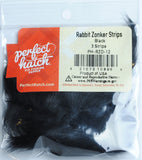 Perfect Hatch Rabbit Strips Cross Cut black fly tying fishing